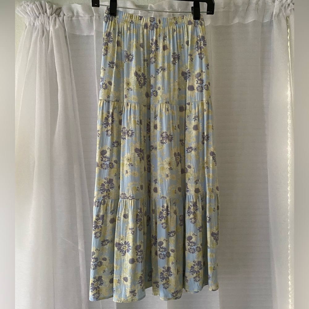 Flowy Floral Blue Skirt